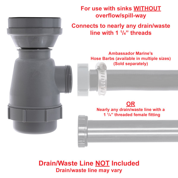 2" Trap Drain with Strainer with 1 1/4"-M Thread