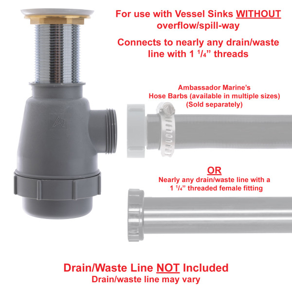 1 3/4" Touch / Trap Drain with 1 1/4"-M Thread