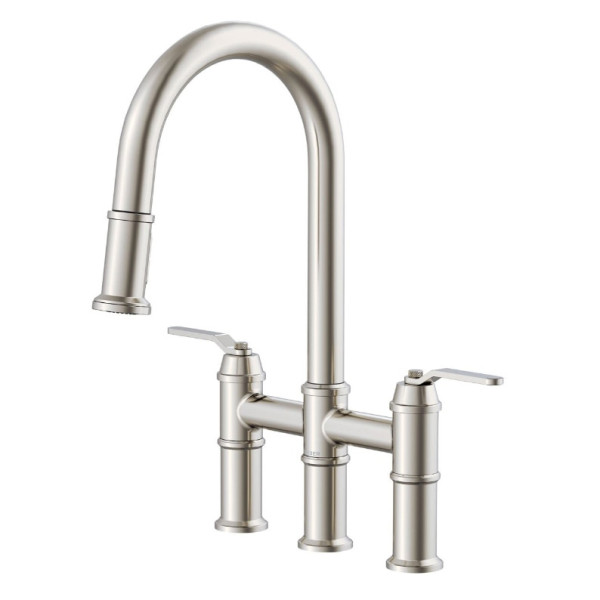 Kinzie- 2 Handle Bridge Pull-Down Kitchen Faucet